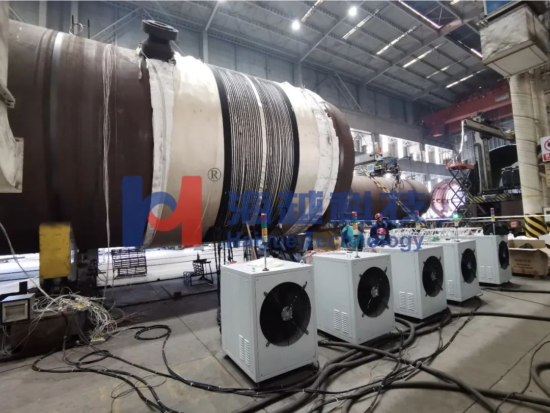 内径4000mm,壁厚288mm,热处理温度705±14℃(多台大功率电源同频同步运行)
